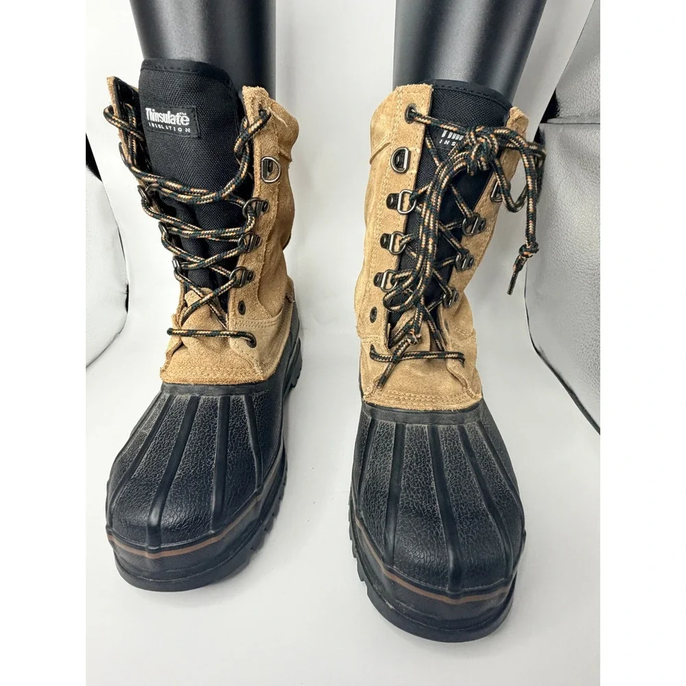 Rocky Mens Thinsulate Insulation Tan Suede Black Rubber Duck Snow‎ Boots Size 8